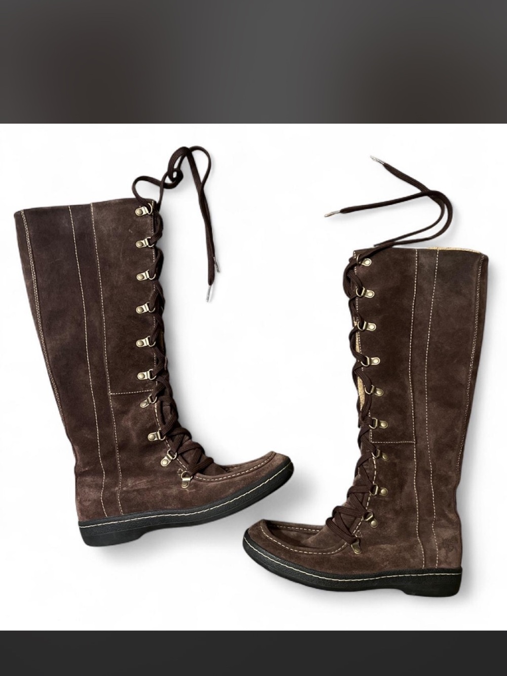 Timberland Moorland Hollace Women's Brown Suede Lace-Up Knee-High Boots